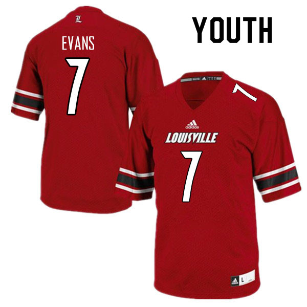 Youth #7 Tiyon Evans Louisville Cardinals College Football Jerseys Sale-Red - Click Image to Close